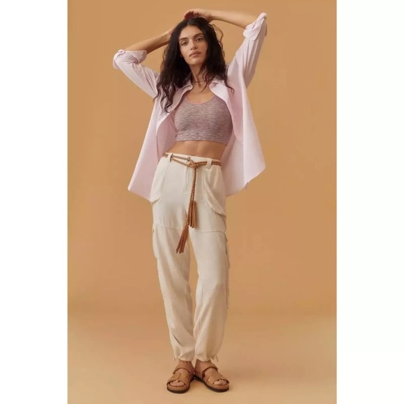 ANTHROPOLOGIE NWOT Relaxed Utility Pants in Ivory - Picture 2 of 11